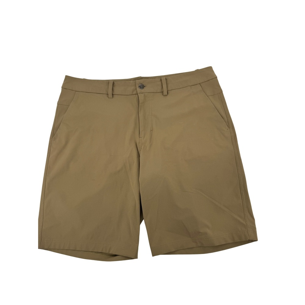 Lululemon Commission Shorts Mens 38 Tan Khaki Chino Golf Technical Stretch 9 in